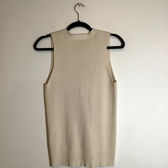 JCrew tan navy rib tie up tank size Medium - Picture 3 of 5